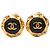 Brincos de pressão Chanel CC banhados a ouro e esmalte Dourado