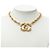 Collana con pendente Chanel CC placcata oro e strass D'oro - vista 6