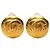 Orecchini a clip rotondi placcati oro Chanel CC Gold D'oro