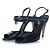 Chanel, back leather chain peep-toe slingback heels Black
