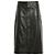 Saint Laurent Falda midi de cuero negro con botones frontales
