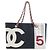 Chanel 18643 Handtasche Lammleder und Canvas Marine Rot Weiß Marineblau