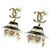 Boucles d'oreilles puces Chanel ABG215 Noir Rose Blanc Doré - vue 2
