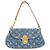 Borsa a spalla Mini Pleaty in denim Monogram Louis Vuitton Blu