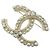 Chanel Clear and Gold Brosche Weiß Golden