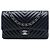 Chanel Blue Medium Classic Chevron Lambskin Double Flap Blau Marineblau