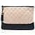 Pochette Chanel Gabrielle O Case en cuir de veau vieilli matelassé bicolore beige taille Medium