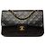 Chanel Black Medium Classic Lambskin Double Flap Preto