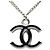 Collana con pendente Chanel Silver CC in ottone e smalto Argento - vista 2