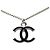 Collana con pendente Chanel Silver CC in ottone e smalto Argento - vista 5
