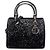 Autre Marque Dior Black Medium Fabric Lame Lady Dior Nero