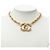 Collana con pendente Chanel Gold CC placcata in oro e strass D'oro - vista 6