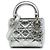 Autre Marque Dior Silver Micro Metallic Crinkled Calfskin Cannage Lady Dior Argento