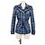 Les Copains Blue Checked Belted Technical Jacket Black White