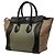 Céline Bolso de mano Celine Luggage Medium Shopper Negro Beige Verde Caqui - vista 2