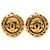 Boucles d'oreilles rondes Chanel Vintage Coco Mark Doré