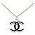 Collana con ciondolo a catena Chanel Coco Mark Nero Argento - vista 2