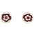 Pendientes de botón redondos Chanel Coco Mark Camellia Plata Roja