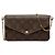 Borsa a tracolla con catena Louis Vuitton Monogram Pochette Felicie Marrone Fuschia