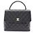 Borsa Chanel Matelassé in pelle di vitello granulata nera Nero