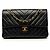Sac à épaule Chanel Chevron V-Stitch Coco Mark Double Flap avec chaîne Noir
