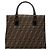 Borsa Tote Fendi Zucca Marrone e Nera in Pelle e Tela Nero