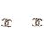 Pendientes de botón Chanel Coco Mark I24A Plata
