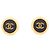 Orecchini a clip rotondi Chanel Coco Mark Nero D'oro