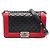 Borsa a tracolla Chanel Boy in pelle di agnello nera e rossa Nero Rosso