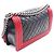 Borsa a tracolla Chanel Boy in pelle di agnello nera e rossa Nero Rosso - vista 2