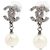 Chanel Pendientes de strass plateados y perlas artificiales Plata