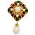 Spilla Chanel placcata oro con perla sintetica e Gripoix Gold Multicolore D'oro