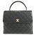 Borsa Chanel 12397 Nera in Pelle di Vitello Grena con Hardware Oro Nero