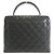 Borsa Chanel 12397 Nera in Pelle di Vitello Grena con Hardware Oro Nero - vista 2