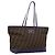Bolso Tote FENDI Zucca Canvas Negro Marrón Auth 202705 Castaño
