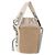 Chloé Chloe Mifuko Woody Small Basket Bag Raffia 2way Beige Silver Auth 202617V Argento