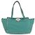 Borsa Tote VALENTINO Studs in pelle 2 vie Blu Turchese Oro Auth BA15656A D'oro - vista 2
