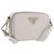 PRADA Schultertasche Saffiano Ivory Silver Auth 198874V Silber Roh