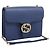 GUCCI Interlocking G Chain Schultertasche aus Leder Blau Gold 510304 Auth 202459V Golden