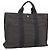 Hermès HERMES Her Line Tote MM Tote Bag Canvas Gray Silver Auth 203783 Marrone Argento