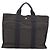 Hermès HERMES Her Line Tote MM Tote Bag Canvas Gray Silver Auth 203783 Marrone Argento - vista 3