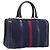 Borsa Boston GUCCI Micro GG Canvas Sherry Line Navy Gold Auth 203400A D'oro Blu navy