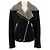 Acne Schwarze Shearling Bikerjacke