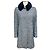 Autre Marque Abrigo de tweed de lana y alpaca azul / blanco Amina Rubinacci con cuello de piel de visón