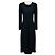 Autre Marque MeiMeij schwarzes Jersey-Stretch-Midikleid mit langen Ärmeln und Rüschen