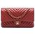 Borsa a tracolla Chanel Medium Classic Chevron in pelle d'agnello rossa con doppia patta Rosso