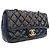 Borsa a tracolla Chanel Paris Salzburg Medium in vernice e pelle di capra blu con occhielli CC - vista 3
