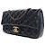 Borsa a tracolla Chanel Paris Salzburg Medium in vernice e pelle di capra blu con occhielli CC - vista 4