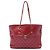Tote Chanel CC in vitello trapuntato rosso con zip frontale e coulisse