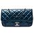 Borsa a tracolla Chanel Medium Quilted Glazed Calfskin Coco Pleats Flap Blu